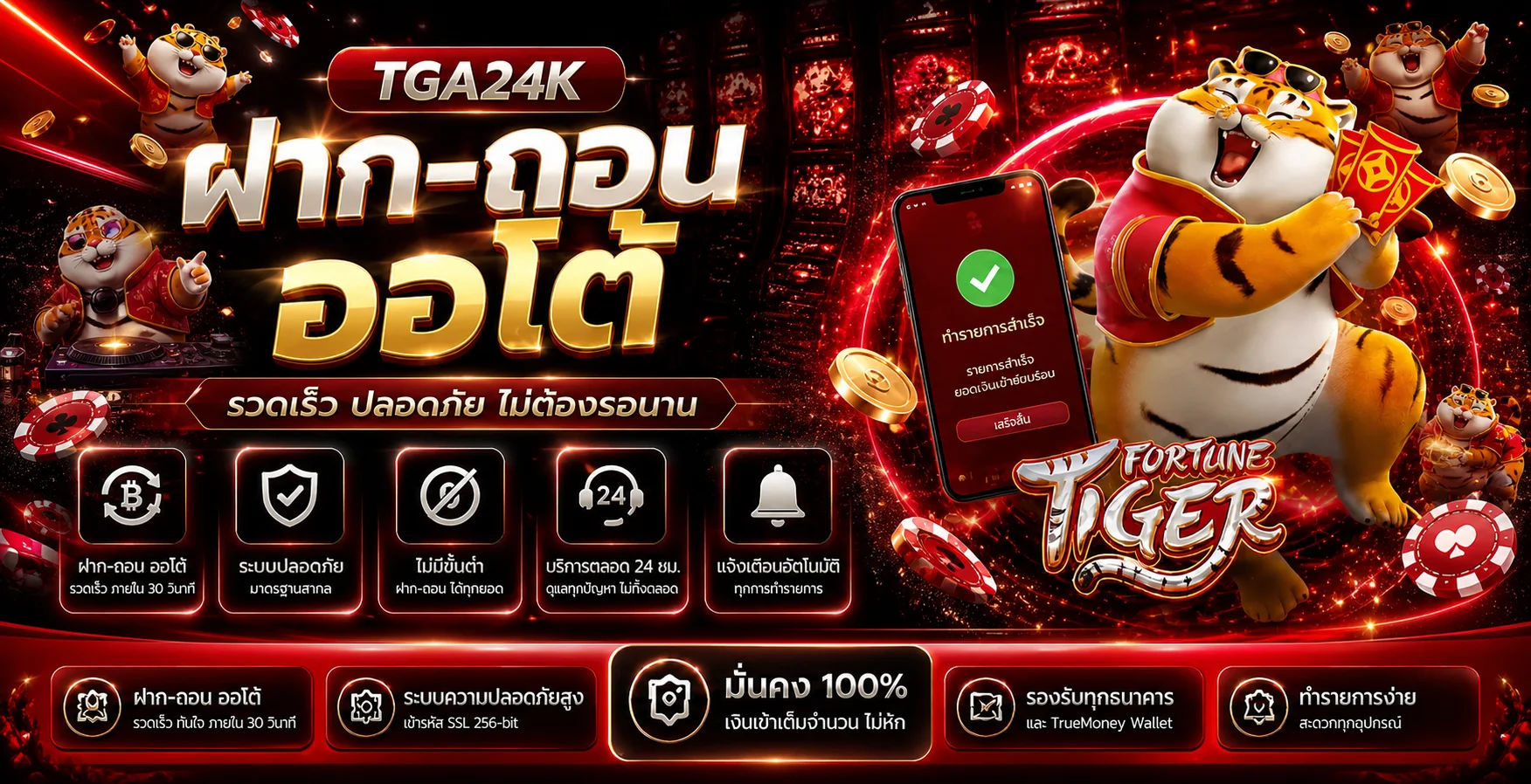 สไลด์ TGA24K ระบบฝากถอนออโต้